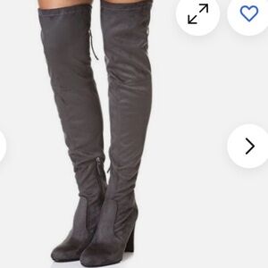 Sam Edelman Kent Microsuede Dark Grey Over the Knee Boots Size 6